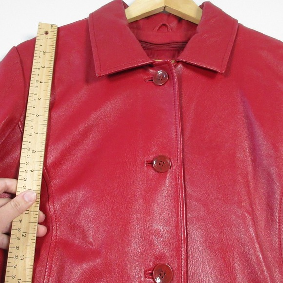 Wilsons Leather Thinsulate Coat Women 1X XL Red Button Front Luxury Genuine 1326 - Picture 14 of 16